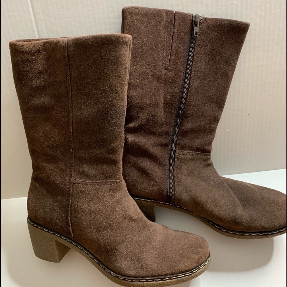 Brown Suede Mid-Calf Boots